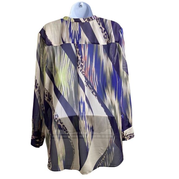 Chico's Women's Swirls Apryl Shirt Size 1‎ Medium Flowy Oversized Art To Wear - Picture 2 of 12